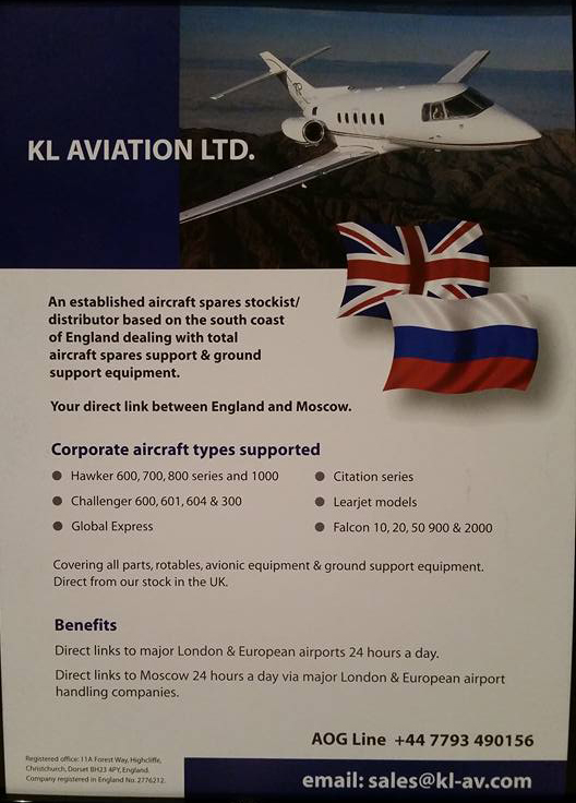 Flyer from KL Aviation of Christchurch, UK